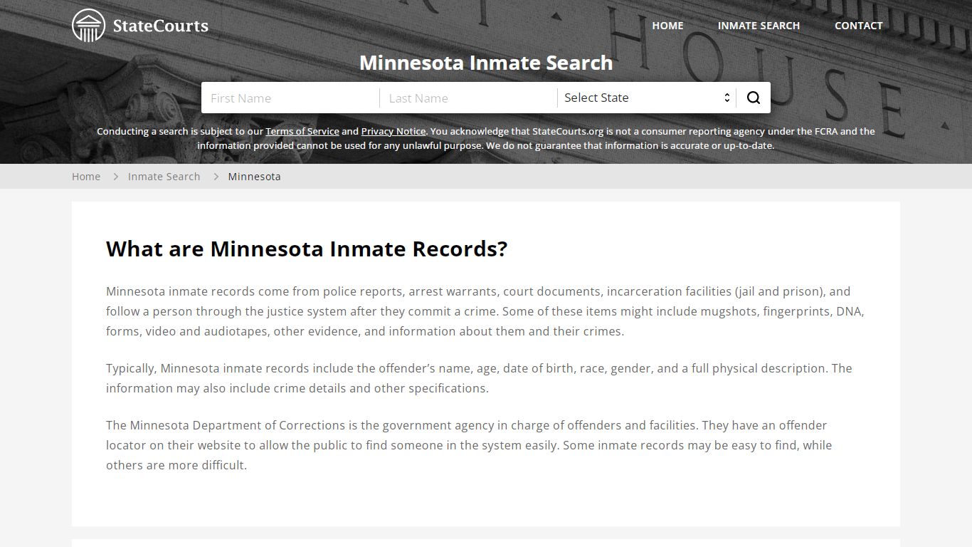 Minnesota Inmate Search, Prison and Jail Information - StateCourts