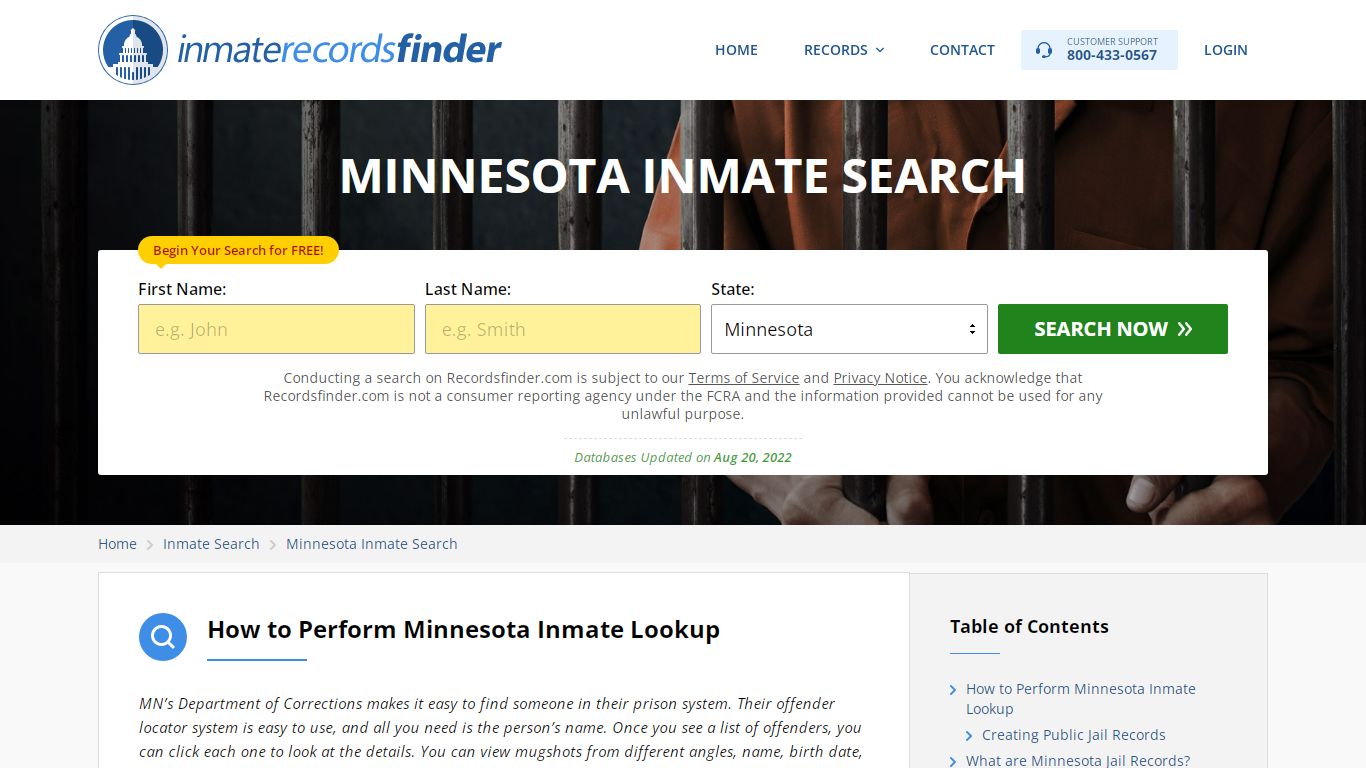 Minnesota Inmate Search - Jail & Prison Records Online - RecordsFinder